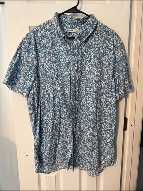 Sonoma Blue Floral Short-Sleeve Button-Down Shirt